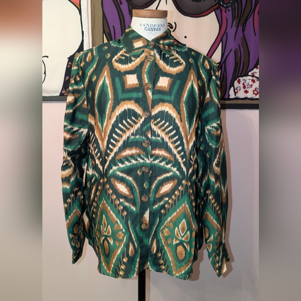 FARM Rio Green and Brown Patterned Shirt